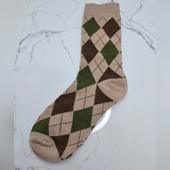 Corpcore | Argyle tan brown maximalist print preppy tube socks - Picture 6 of 7